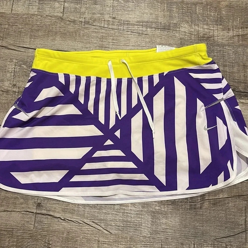 Nike - Athletic Lined Mini Skirt - Purple/White/Yellow - Size Medium - GUC